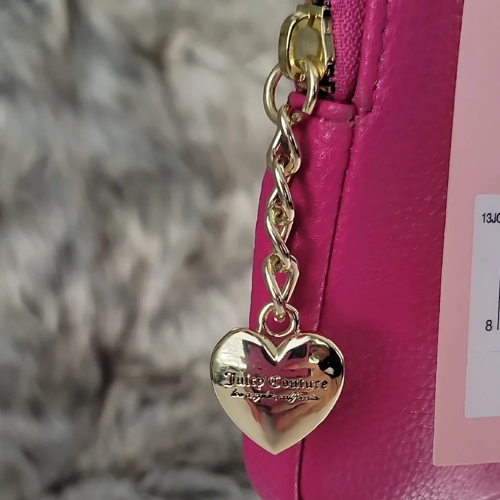 Juicy Couture Vibrant Pink Crossbody Cell Phone  Bag with Gold Accents NWT - Picture 4 of 13